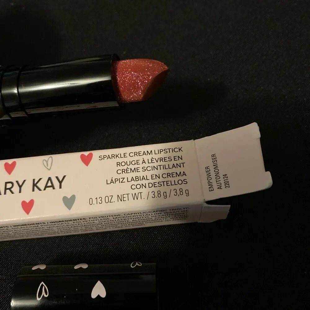 Mary Kay Sparkle Cream Lipstick Pink Glitter Shimmer Empower Lip Color